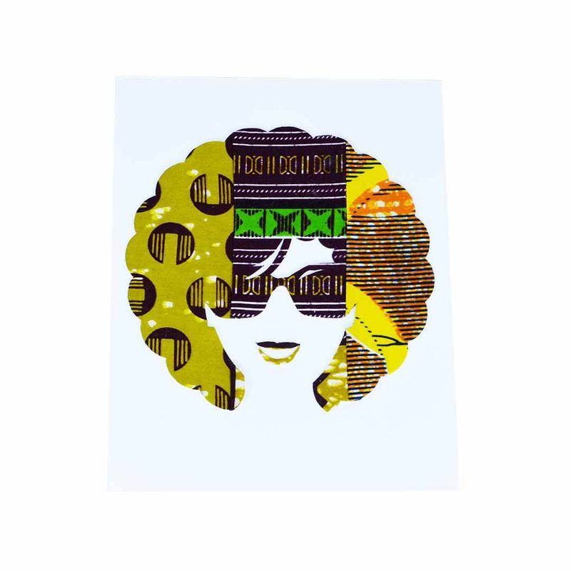 Affiche femme cheveux afro et lunettes - vert