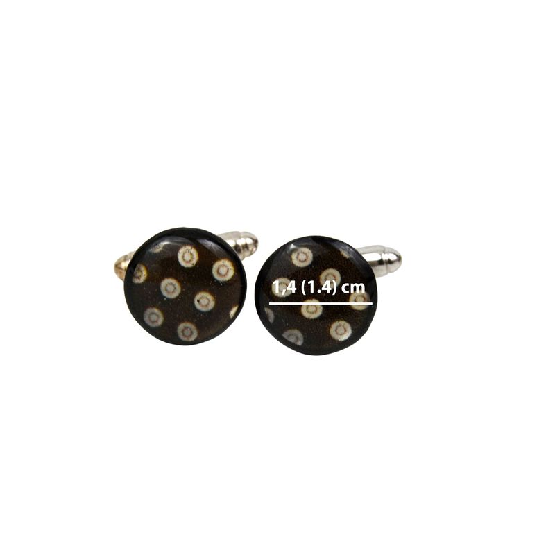 Boutons de manchette noirs pois blancs