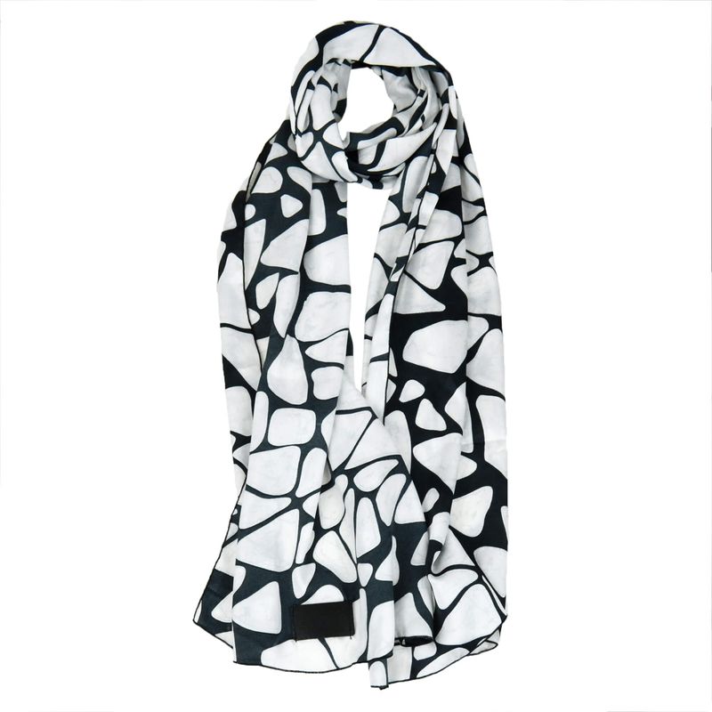 Foulard écharche satin de soie homme - blanc et noir