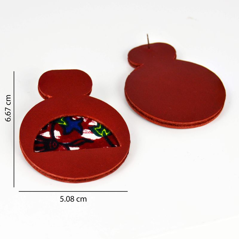 Boucles d’oreilles en cuir noir et wax à pois – Modèle Ahosi – Collection ReNée