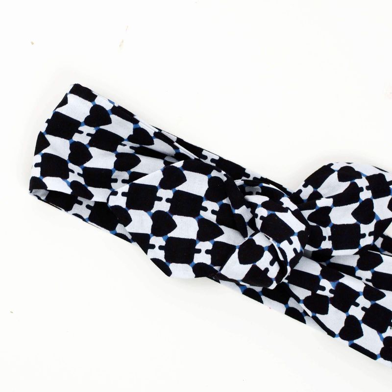 Bandeau À Nouer - Pagne Africain Blanc Et Noir