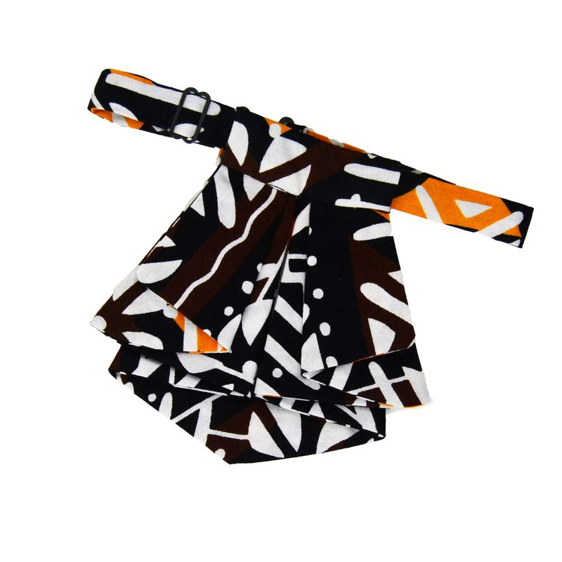 Cravate courte femme colorée - noir, brun, orange et blanc