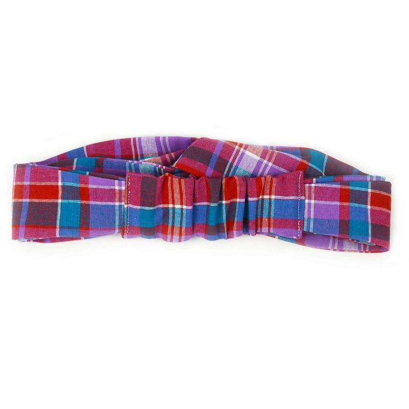 Bandeau Croisé - Rose Bleu Madras