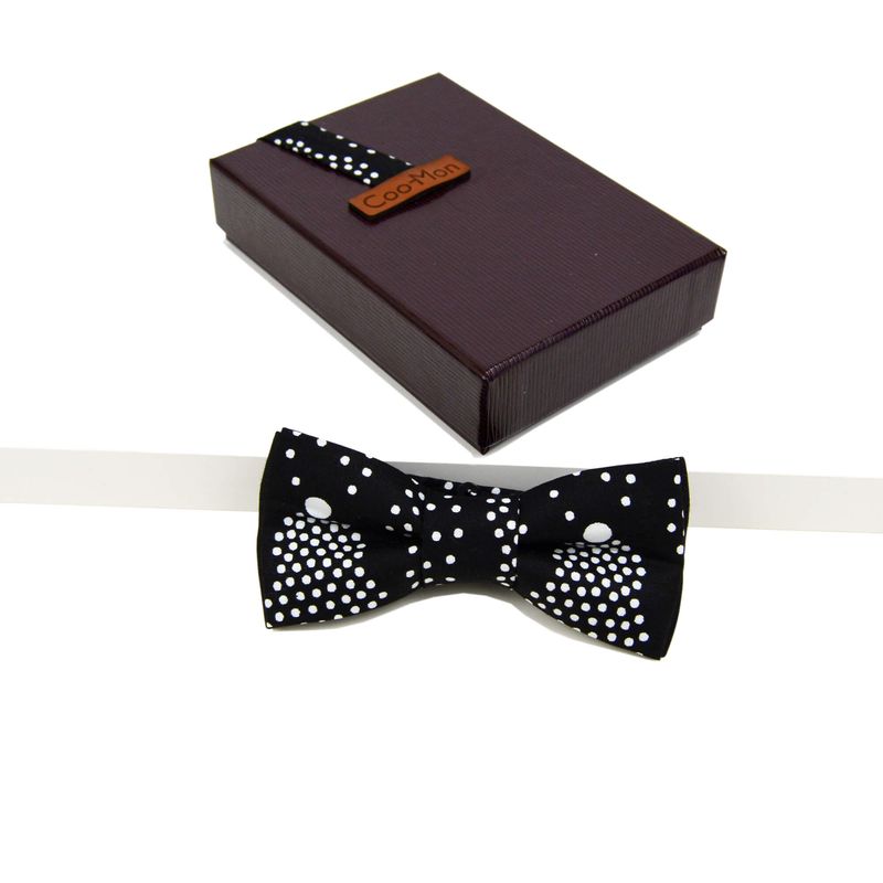 Noeud papillon noir pois blancs - pagne wax