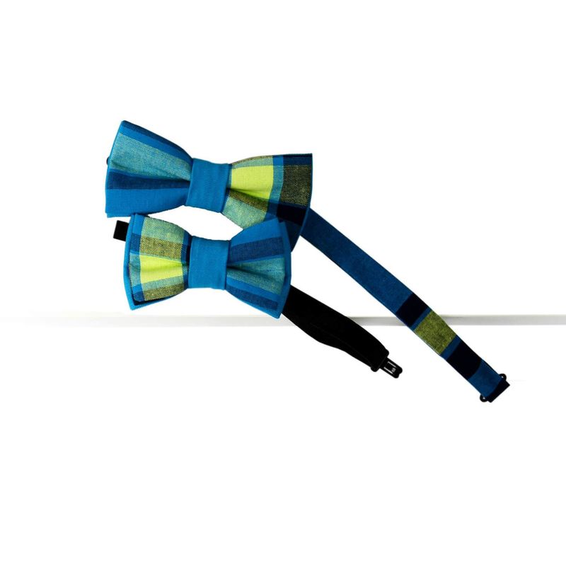 Noeuds Papillon Père-Fils - Bleu Madras