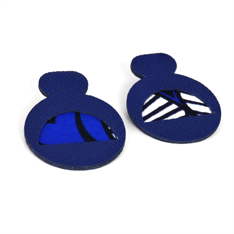 Boucles d’oreilles en cuir bleu et wax – Modèle Ahosi– Collection ReNée