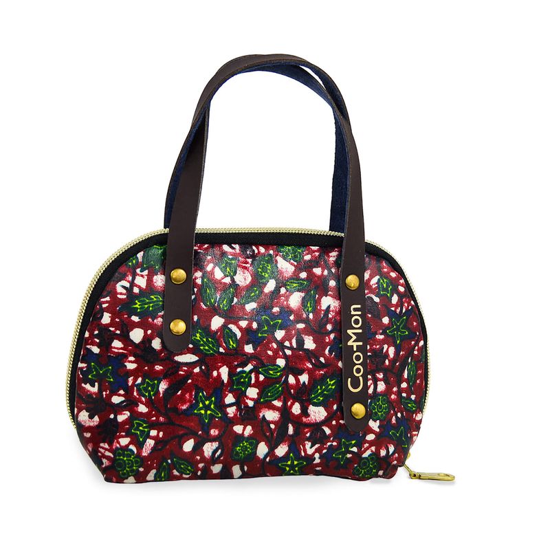 Sac Vaya floral rouge, vert et jaune – Wax imperméable demi-lune
