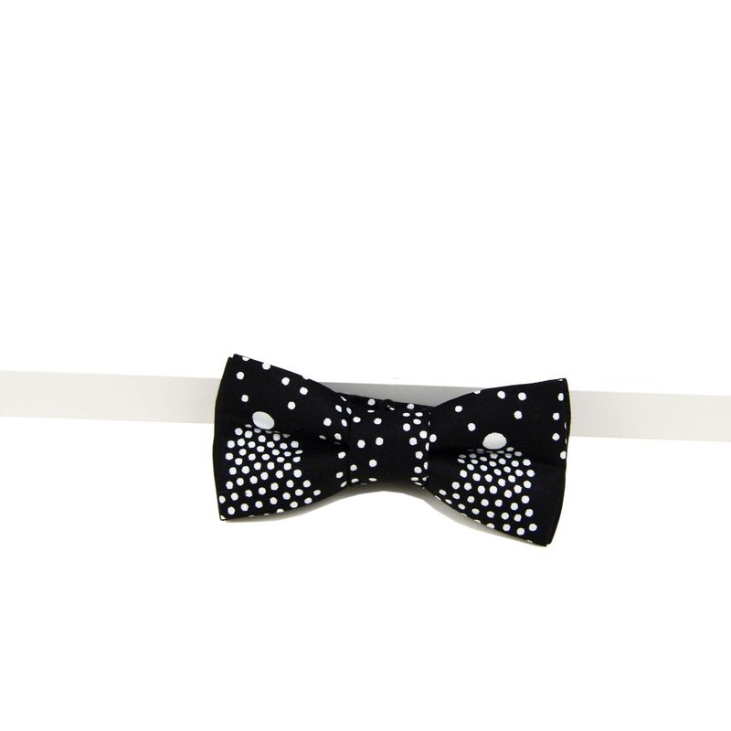 Noeud papillon noir pois blancs - pagne wax