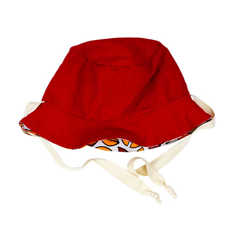 Chapeau soleil été enfant réversible coloré - feuilles jaunes & rouges
