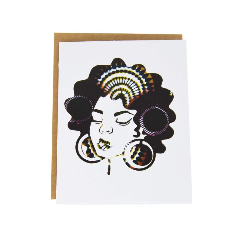 Carte de souhaits - femme afro avec boucles d’oreilles