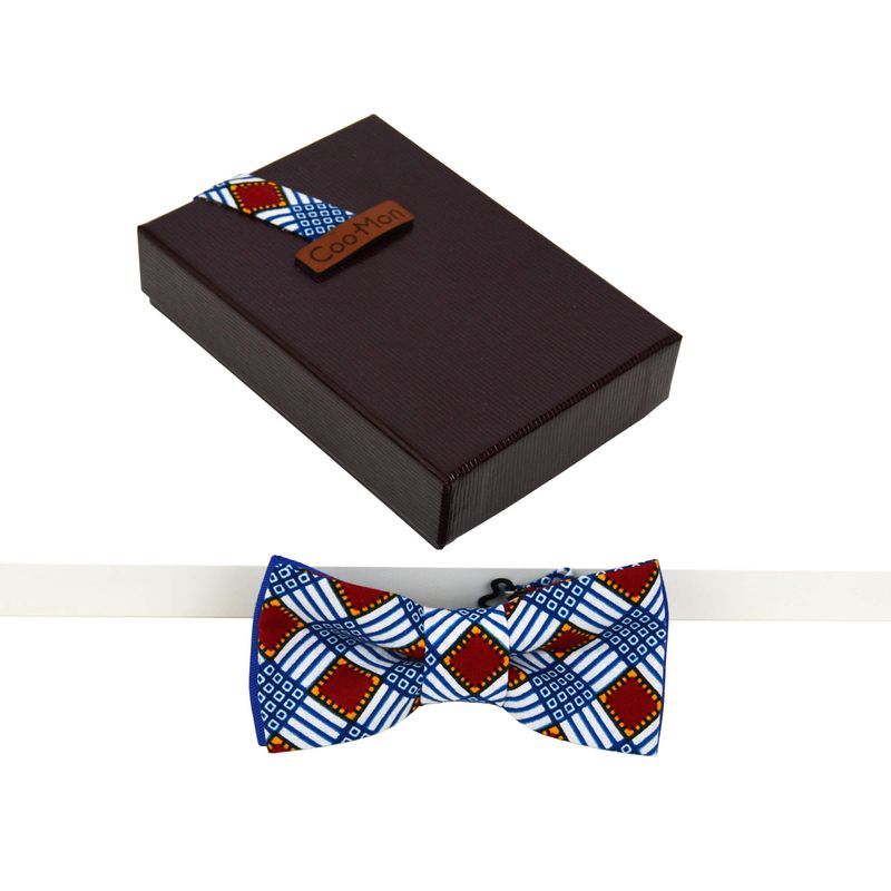 Noeud papillon à carreaux - bleu, rouge & blanc