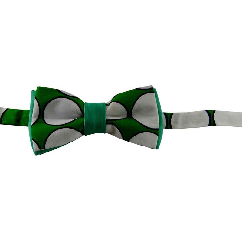 Noeud Papillon Vert - Pois Blanc Pagne Wax Et Soie
