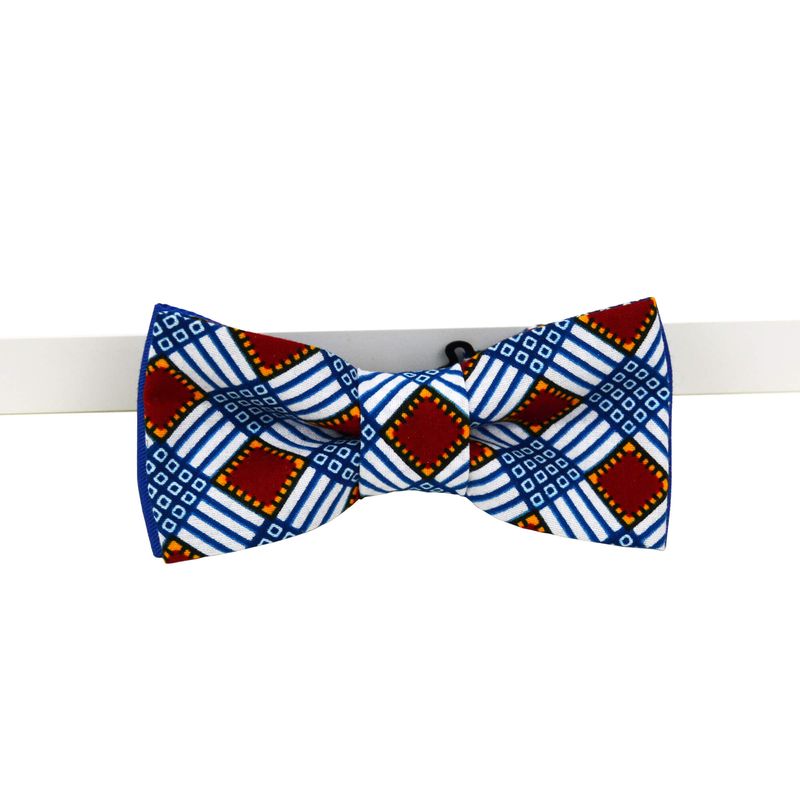 Noeud papillon à carreaux - bleu, rouge & blanc