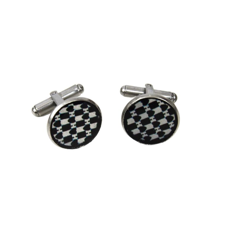 Boutons de manchette - Motif blanc et noir