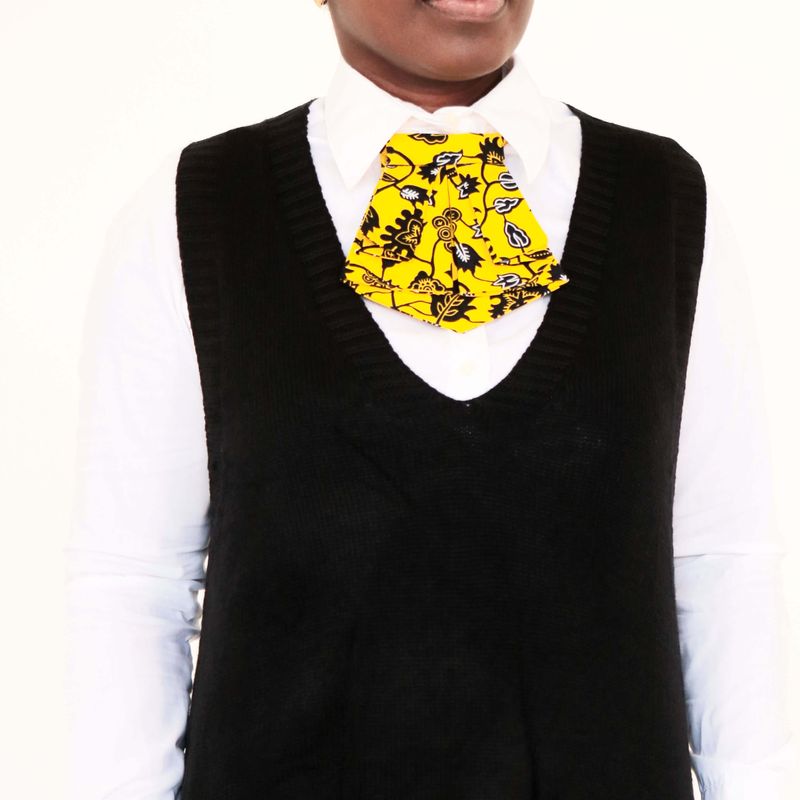 Cravate courte femme - jaune et noir