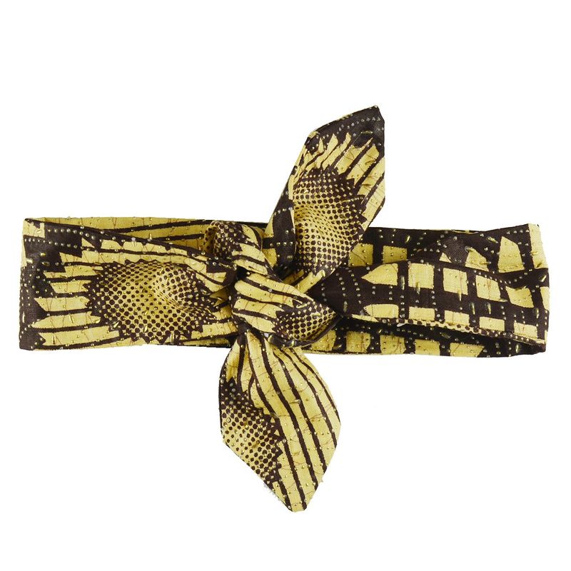 Bandeau À Nouer - Beige Pagne Africain Wax