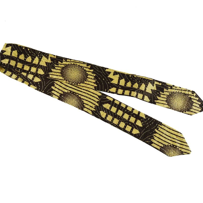 Bandeau À Nouer - Beige Pagne Africain Wax