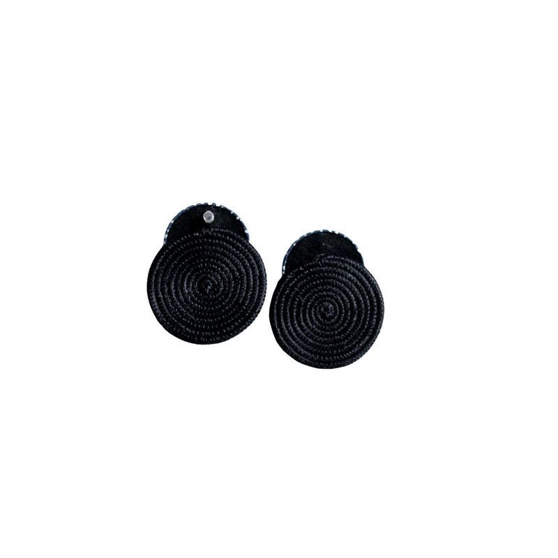 Clous d'oreilles sisal Buluu, bleu pois blanc - grands