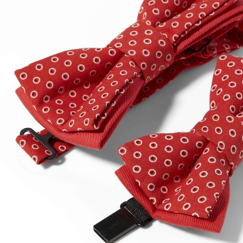 Noeuds Papillon Père-Fils - Rouge Pois Cerclés Blancs