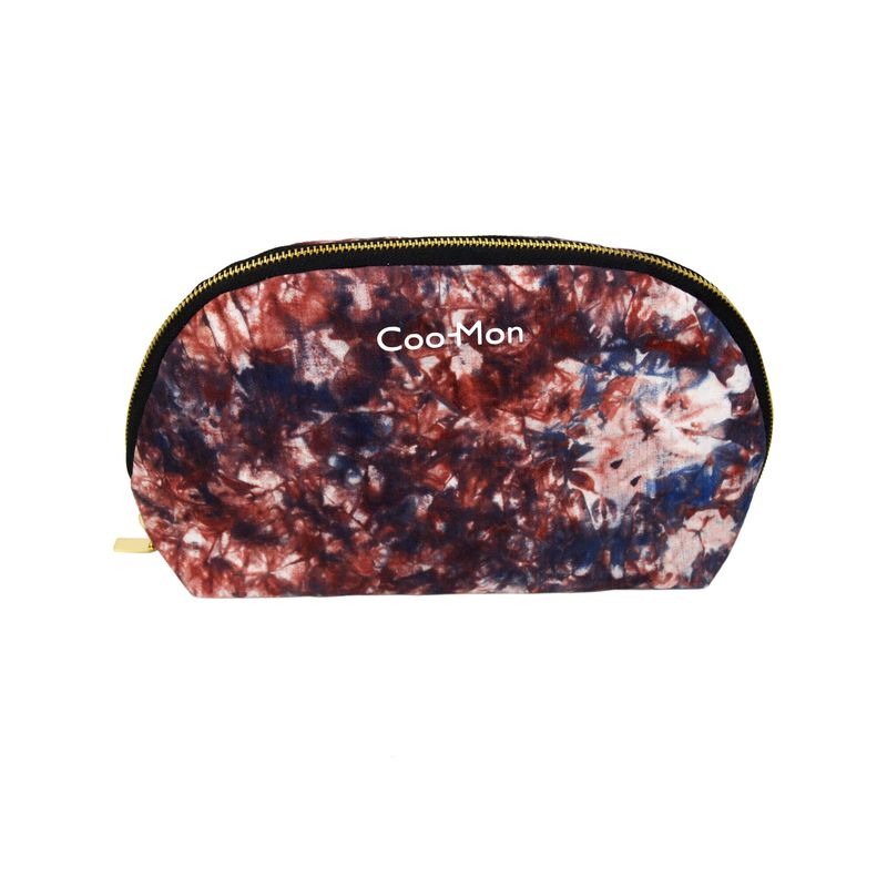 Trousse de toilette en tissu batik noir motif cauri