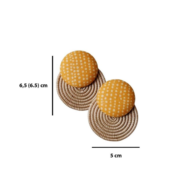 Clous d'oreilles sisal Tany, jaune-orange à pois - grands