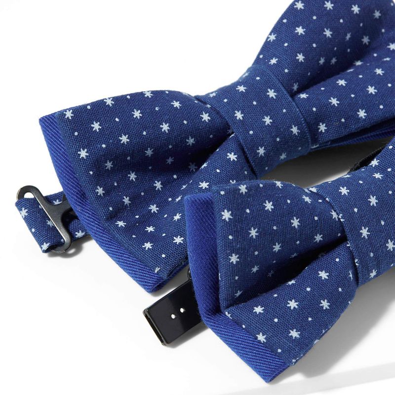 Noeuds Papillon Père-Fils - Bleu Marine Étoiles Blanches Shweshwe