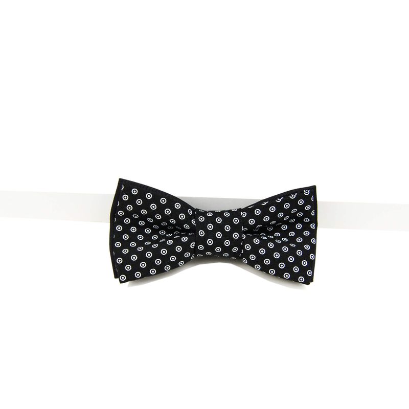Noeud papillon noir pois cerclés blancs - Shweshwe