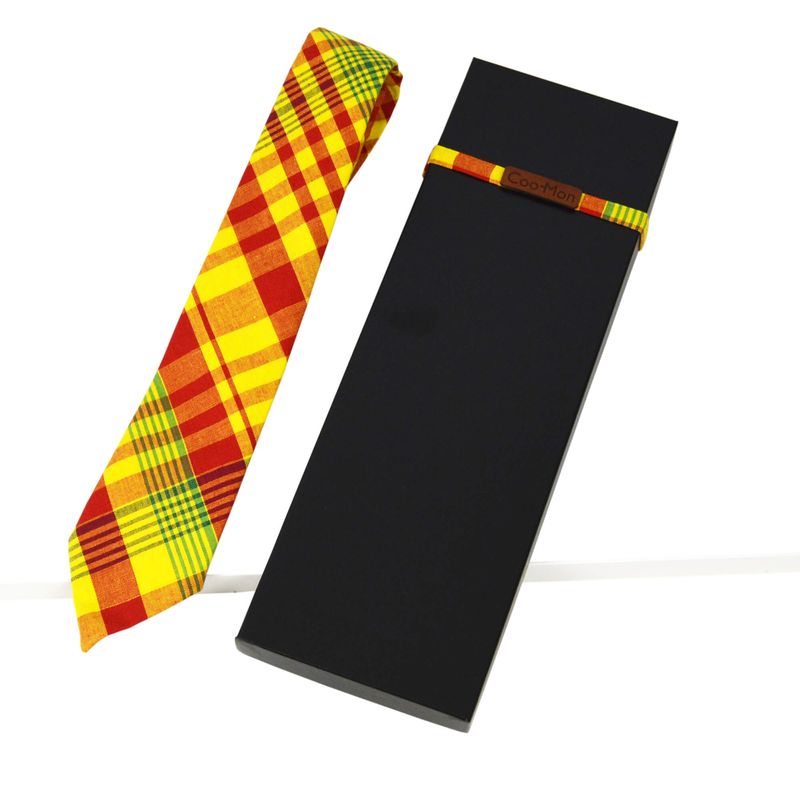 Cravate Madras - Carreaux jaunes et rouges