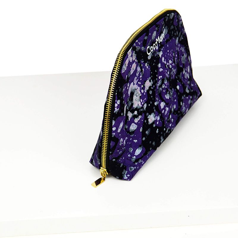 Trousse de toilette - mauve tachetée blanc et noir