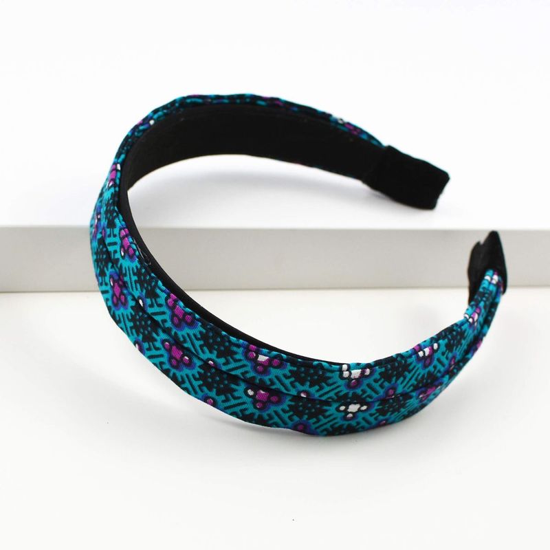 Serre-Tête - Turquoise Et Noir Pagne Africain