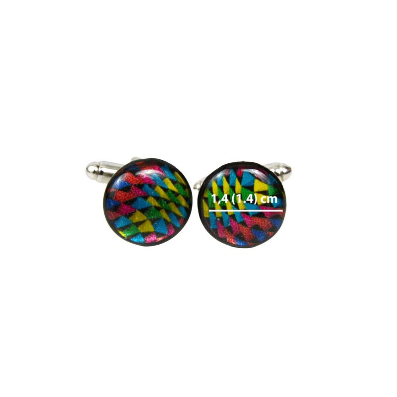 Boutons de manchette colorés - bleu, jaune, rouge, vert