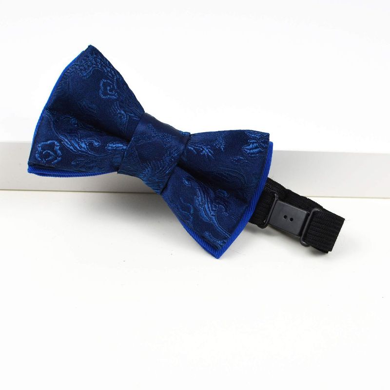 Nœuds Papillon Père-Fils - Bleu Marine Brocart Chinois