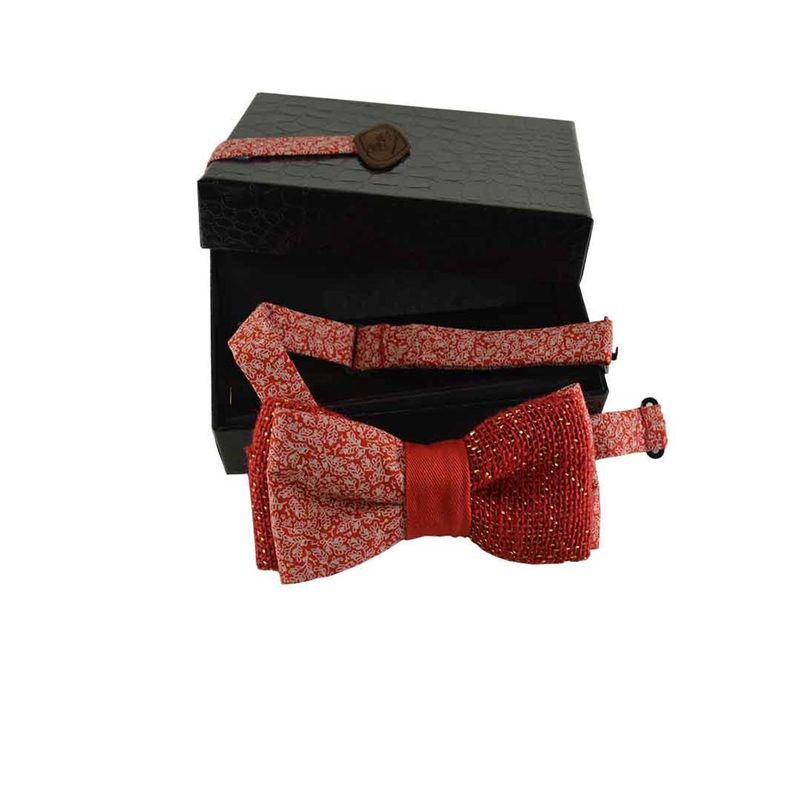 Noeud Papillon Rouge - Toile De Jute Pailletée Et Shweshwe