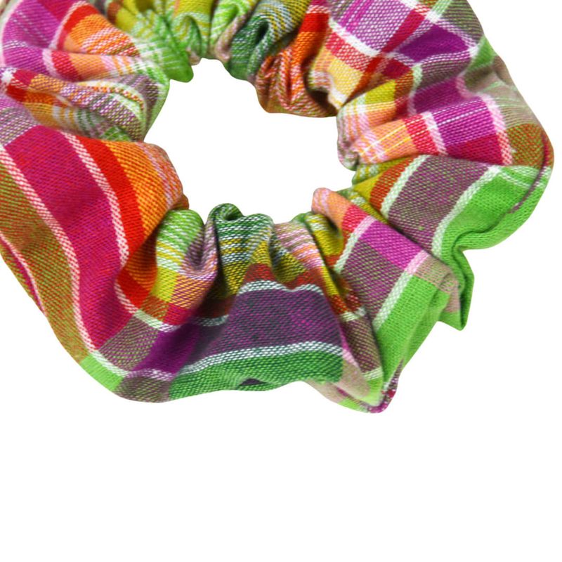 Chouchou à carreaux rose et vert - Madras