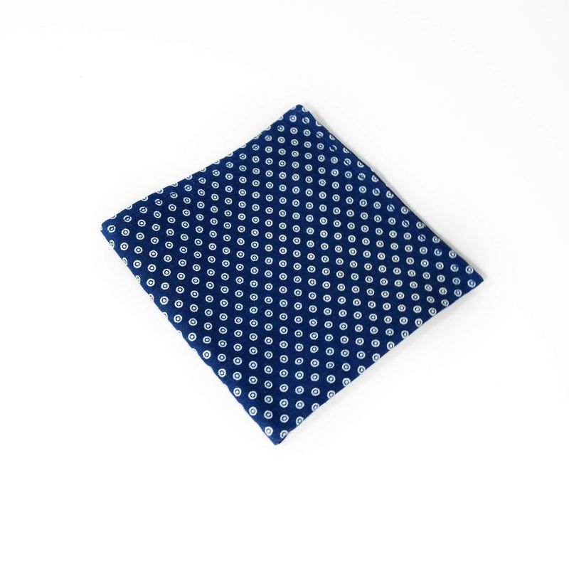 Mouchoir De Poche Bleu Marine Bulles Blanches - Shweshwe