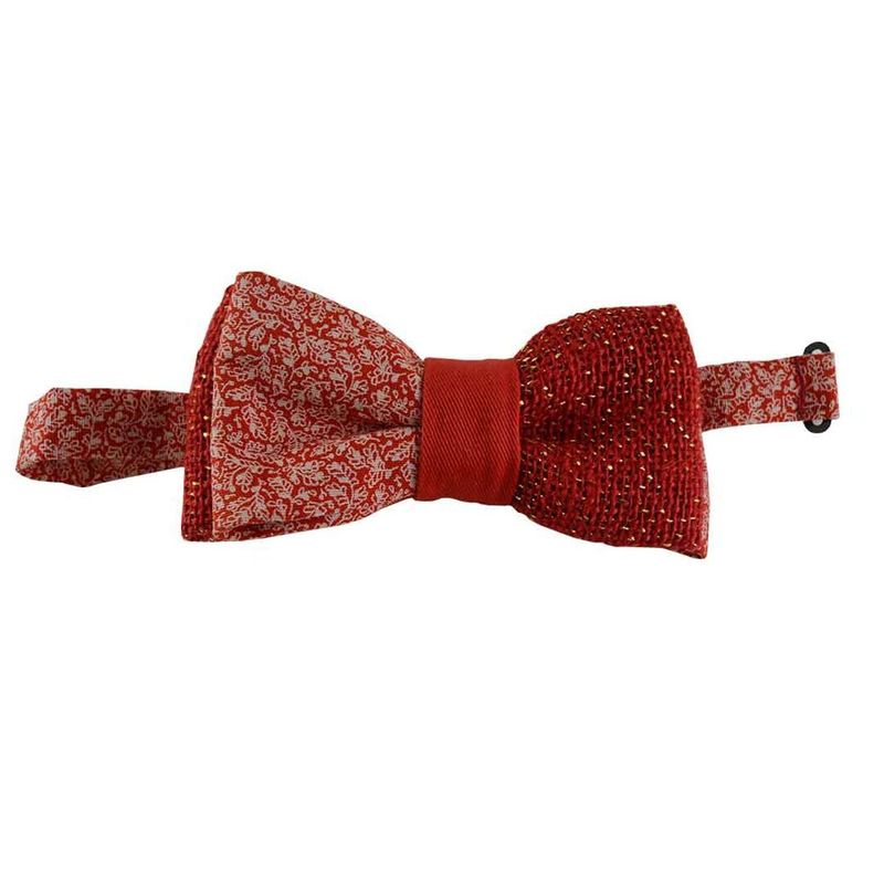 Noeud Papillon Rouge - Toile De Jute Pailletée Et Shweshwe