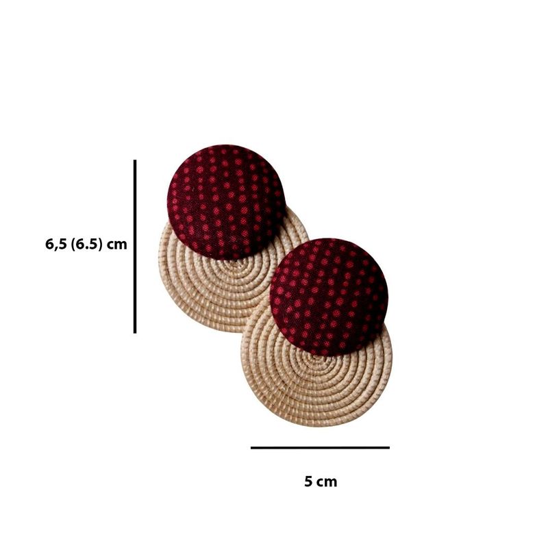 Clous d'oreilles sisal hudurungi, bourgogne à pois - grands