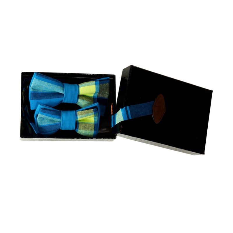 Noeuds Papillon Père-Fils - Bleu Madras