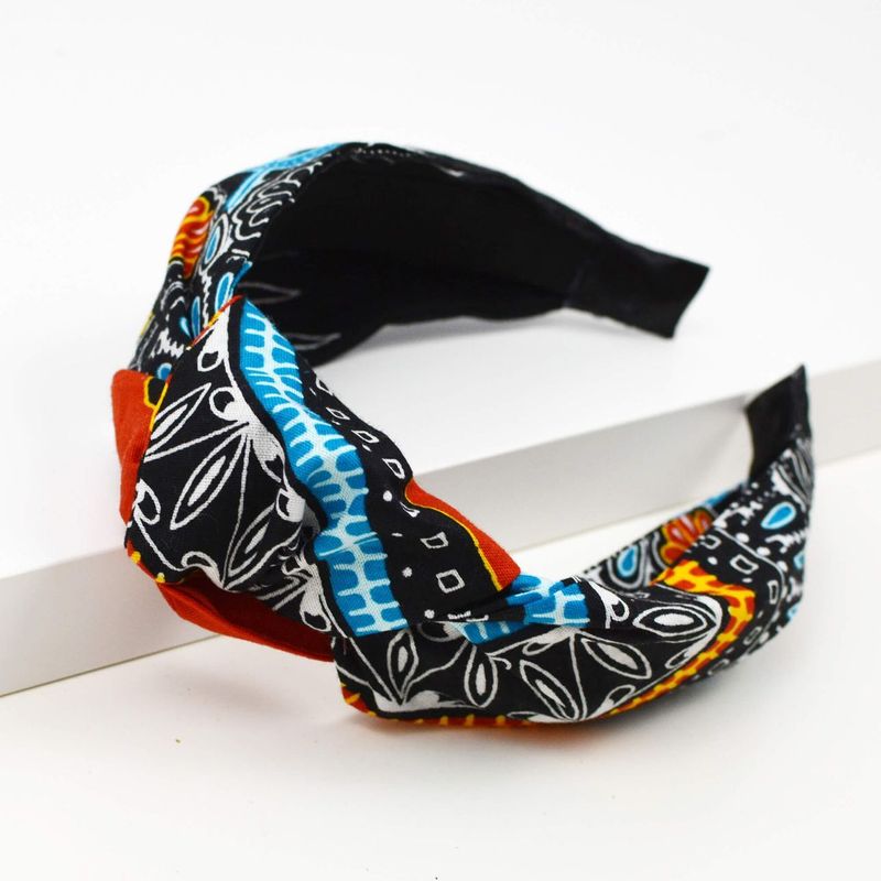 Serre-Tête Noué - Blanc Noir Bleu Et Rouge Dashiki