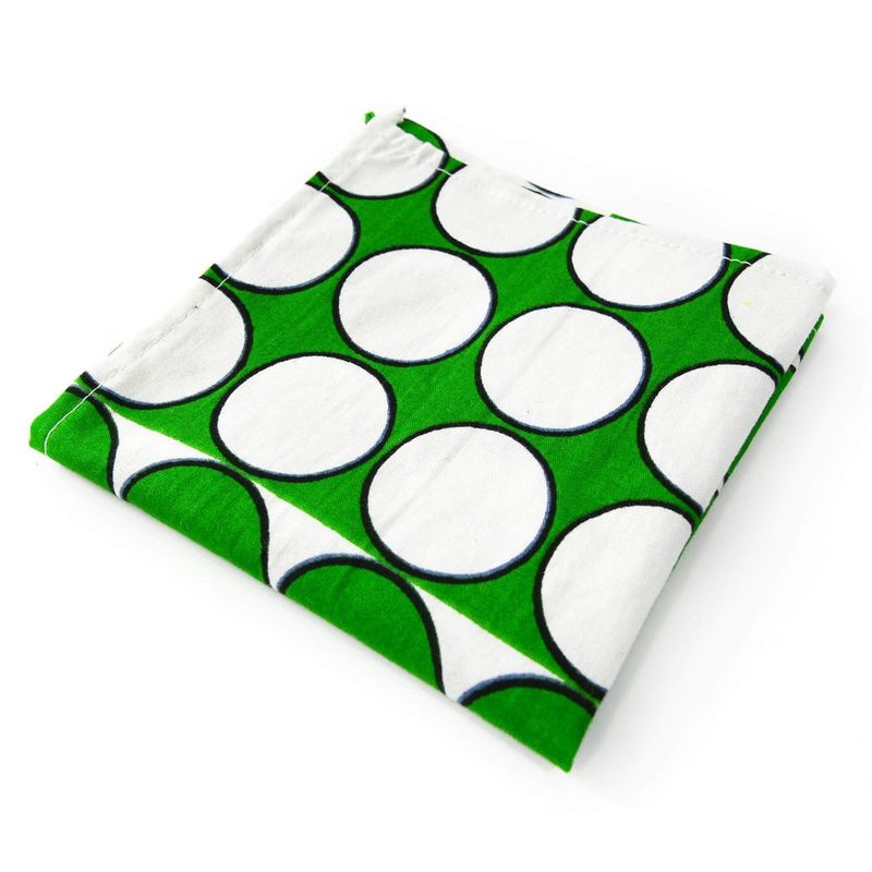 Mouchoir De Poche - Pois Vert Blanc Pagne Africain Wax