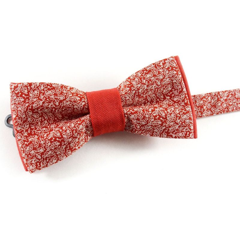 Noeud Papillon Rouge - Fines Feuilles Blanches Shweshwe