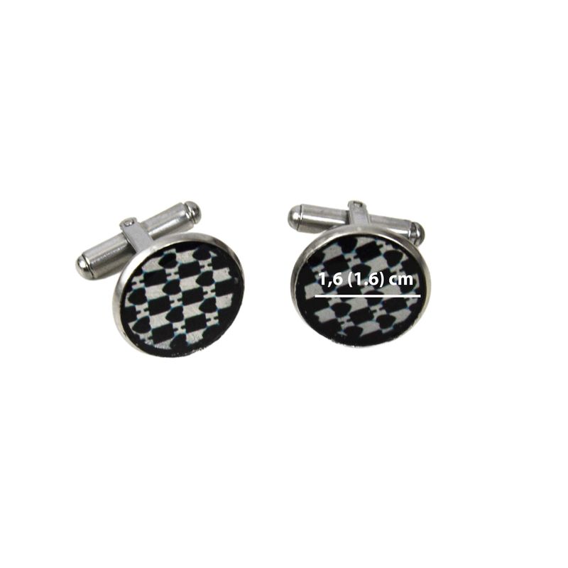 Boutons de manchette - Motif blanc et noir