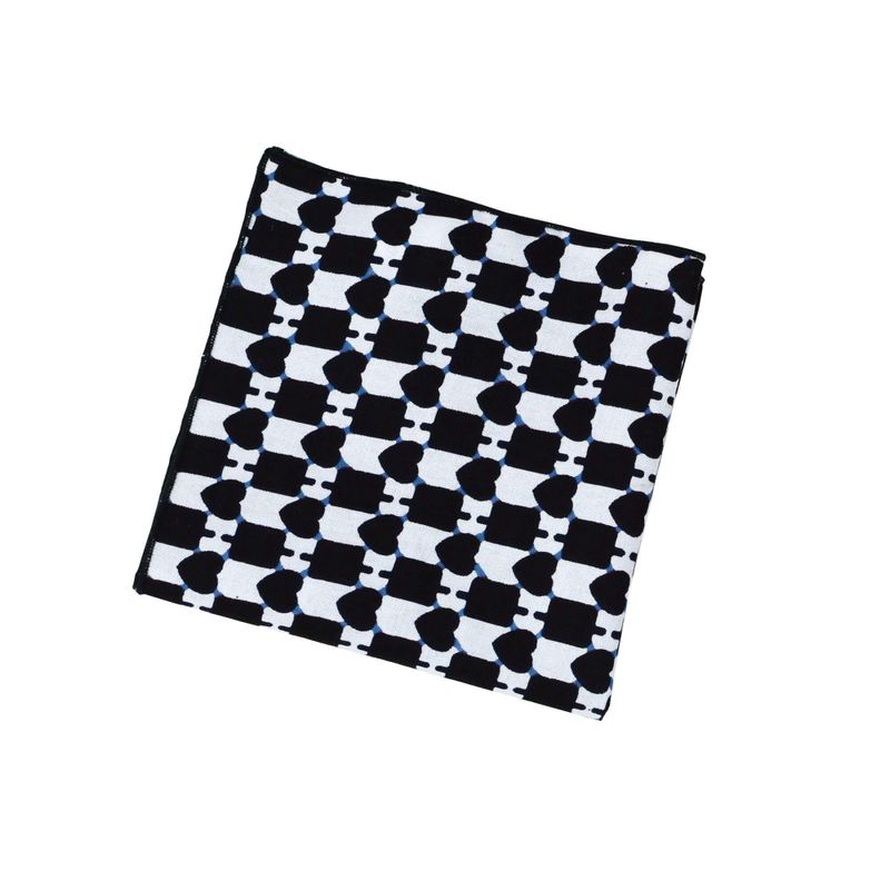 Mouchoir De Poche Coeur Et Carreaux - Blanc Et Noir