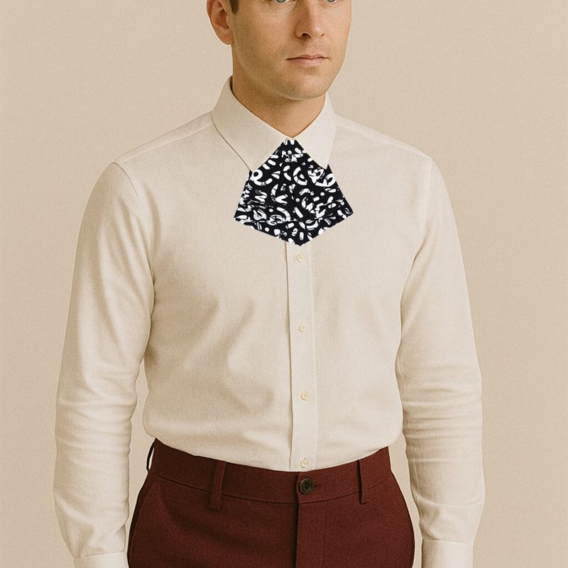 Cravate courte homme - blanc et noir, graphique