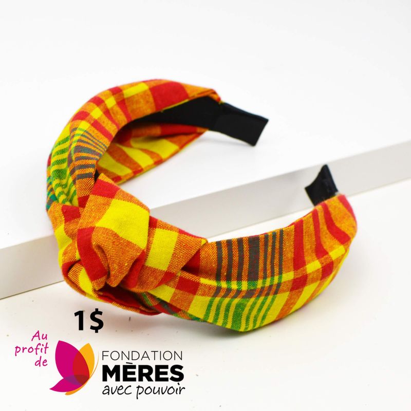 Serre-Tête Noué - Madras Jaune Et Rouge
