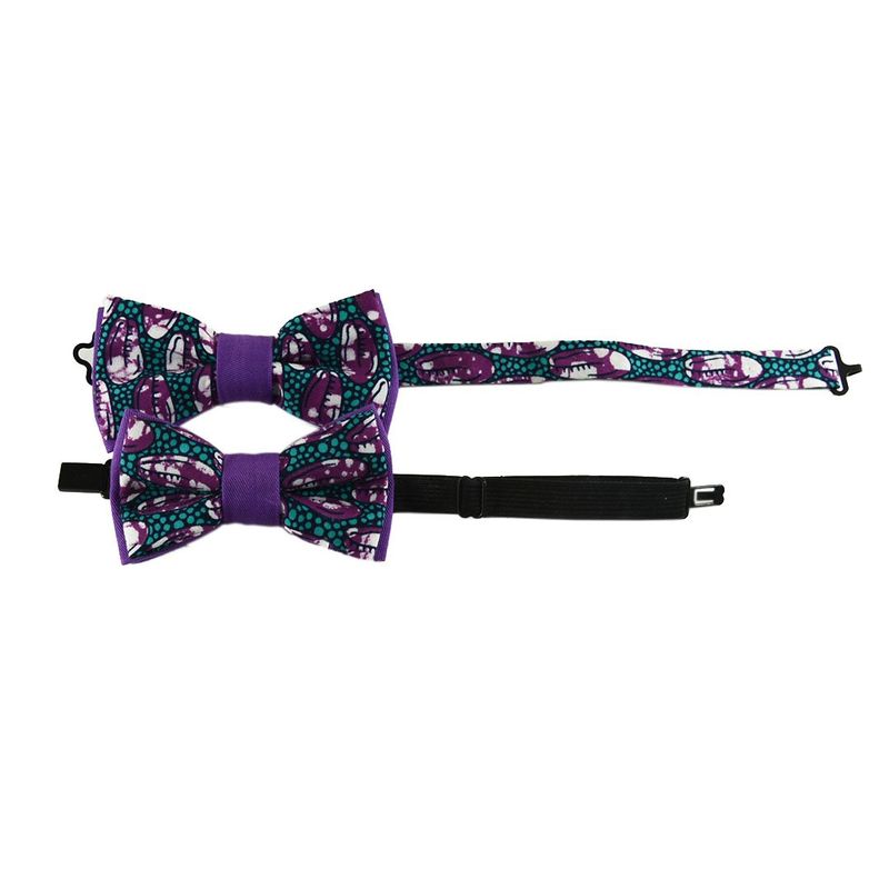 Noeuds Papillon Père-Fils - Mauve Cauris Pagne Wax