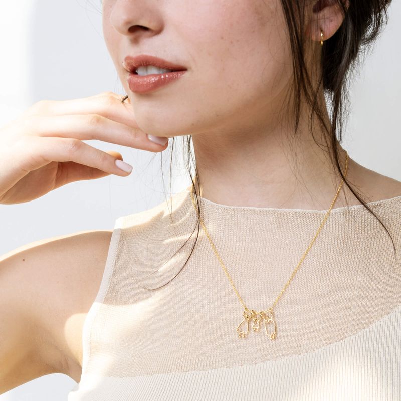 collier pour maman d'une fille en or massif 14k