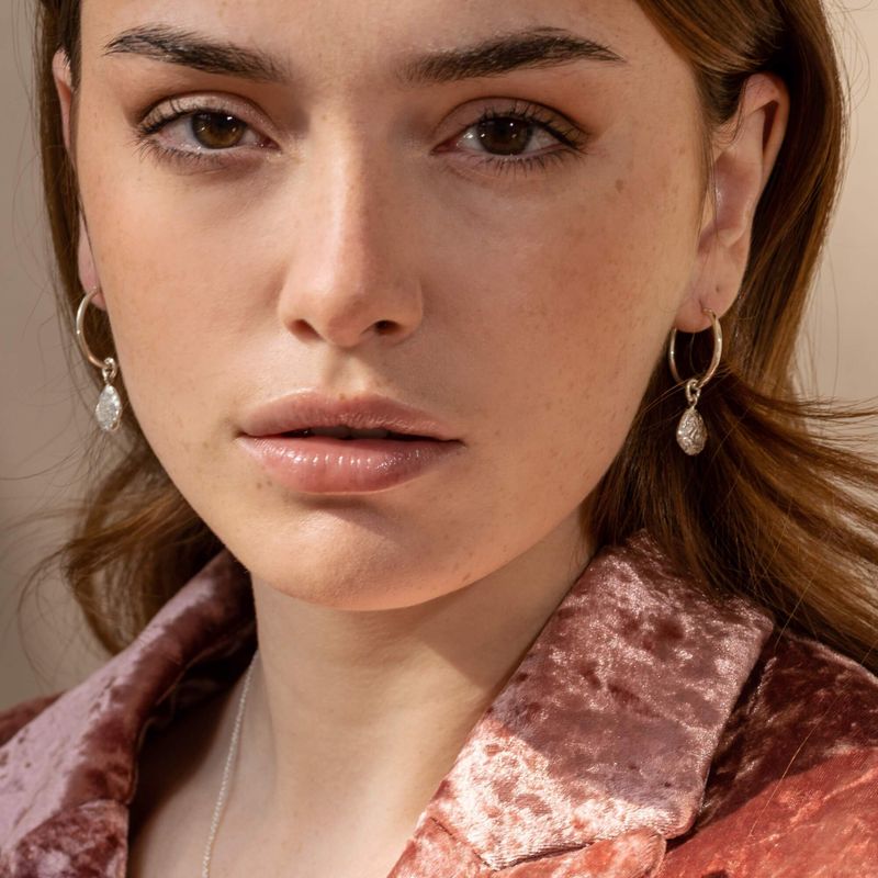 Thérèse -  Anneaux en argent sterling boucles d’oreilles avec breloque amovible