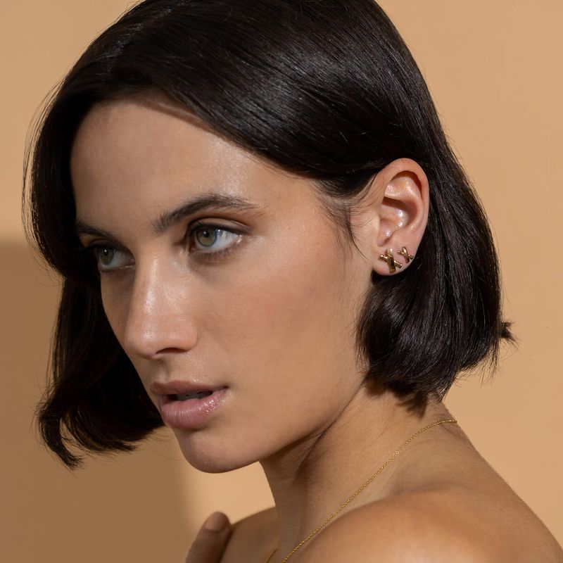 Optimiste - Puces d’oreilles en forme de X - Boucles d’oreilles en argent sterling ou plaqué or