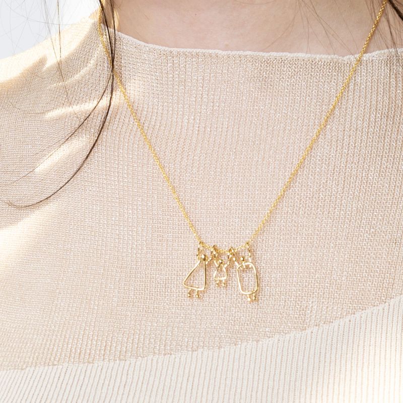 collier pour maman d'une fille en or massif 14k